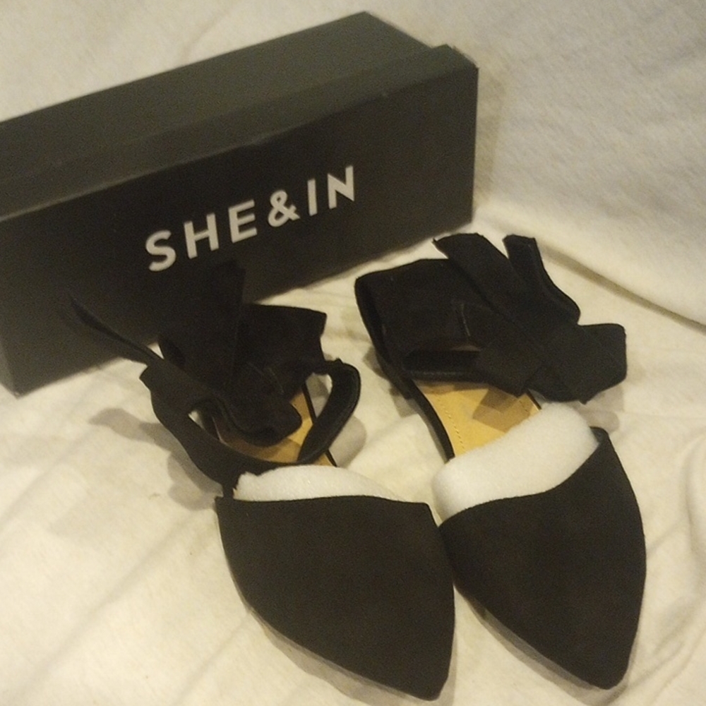 SHEIN Elegant Black Flats with Bow Accent,  Eur40, New